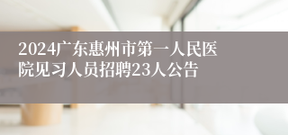 2024广东惠州市第一人民医院见习人员招聘23人公告