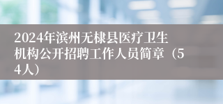 2024年滨州无棣县医疗卫生机构公开招聘工作人员简章（54人）