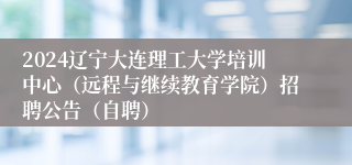 2024辽宁大连理工大学培训中心（远程与继续教育学院）招聘公告（自聘）