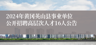2024年黄冈英山县事业单位公开招聘高层次人才16人公告