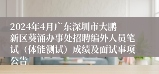 2024年4月广东深圳市大鹏新区葵涌办事处招聘编外人员笔试（体能测试）成绩及面试事项公告