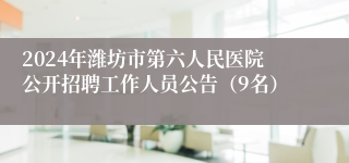2024年潍坊市第六人民医院公开招聘工作人员公告（9名）