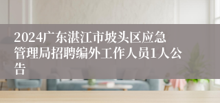 2024广东湛江市坡头区应急管理局招聘编外工作人员1人公告