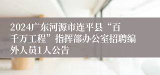 2024广东河源市连平县“百千万工程”指挥部办公室招聘编外人员1人公告