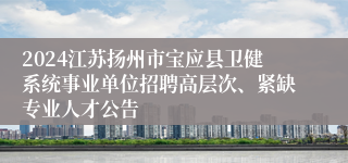 2024江苏扬州市宝应县卫健系统事业单位招聘高层次、紧缺专业人才公告