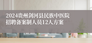 2024贵州剑河县民族中医院招聘备案制人员12人方案