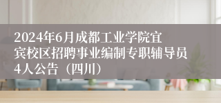 2024年6月成都工业学院宜宾校区招聘事业编制专职辅导员4人公告（四川）