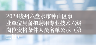 2024贵州六盘水市钟山区事业单位具备拟聘用专业技术六级岗位资格条件人员名单公示（第二批）