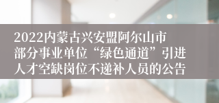 2022内蒙古兴安盟阿尔山市部分事业单位“绿色通道”引进人才空缺岗位不递补人员的公告