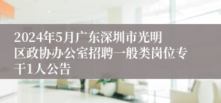 2024年5月广东深圳市光明区政协办公室招聘一般类岗位专干1人公告