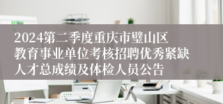 2024第二季度重庆市璧山区教育事业单位考核招聘优秀紧缺人才总成绩及体检人员公告