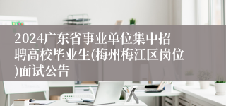 2024广东省事业单位集中招聘高校毕业生(梅州梅江区岗位)面试公告