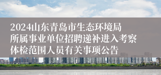 2024山东青岛市生态环境局所属事业单位招聘递补进入考察体检范围人员有关事项公告