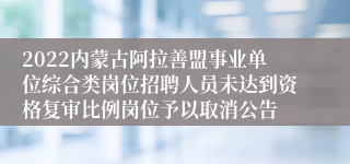 2022内蒙古阿拉善盟事业单位综合类岗位招聘人员未达到资格复审比例岗位予以取消公告