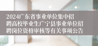 2024广东省事业单位集中招聘高校毕业生广宁县事业单位招聘岗位资格审核等有关事项公告