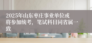 2025年山东枣庄事业单位或将参加统考，笔试科目同省属一致