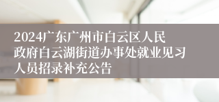 2024广东广州市白云区人民政府白云湖街道办事处就业见习人员招录补充公告