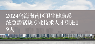 2024乌海海南区卫生健康系统急需紧缺专业技术人才引进19人