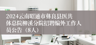 2024云南昭通市彝良县医共体总院柳溪分院招聘编外工作人员公告（8人）