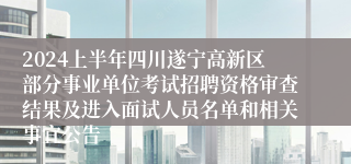 2024上半年四川遂宁高新区部分事业单位考试招聘资格审查结果及进入面试人员名单和相关事宜公告