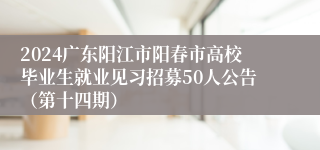 2024广东阳江市阳春市高校毕业生就业见习招募50人公告（第十四期）