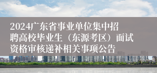 2024广东省事业单位集中招聘高校毕业生（东源考区）面试资格审核递补相关事项公告