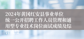 2024年黄冈红安县事业单位统一公开招聘工作人员管理和通用型专业技术岗位面试成绩及综合成绩