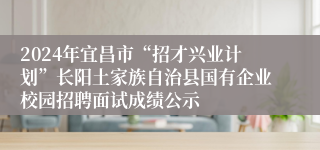 2024年宜昌市“招才兴业计划”长阳土家族自治县国有企业校园招聘面试成绩公示