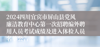 2024四川宜宾市屏山县党风廉洁教育中心第一次招聘编外聘用人员考试成绩及进入体检人员名单公告