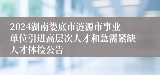 2024湖南娄底市涟源市事业单位引进高层次人才和急需紧缺人才体检公告