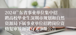 2024广东省事业单位集中招聘高校毕业生深圳市规划和自然资源局下属事业单位招聘岗位资格复审及面试有关事项公告