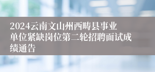 2024云南文山州西畴县事业单位紧缺岗位第二轮招聘面试成绩通告