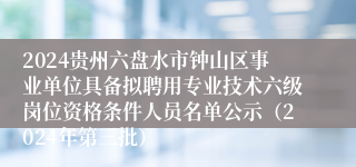 2024贵州六盘水市钟山区事业单位具备拟聘用专业技术六级岗位资格条件人员名单公示（2024年第三批）