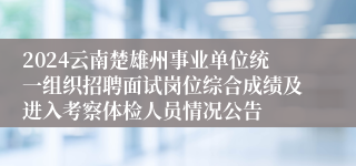 2024云南楚雄州事业单位统一组织招聘面试岗位综合成绩及进入考察体检人员情况公告