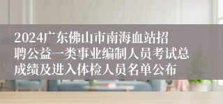 2024广东佛山市南海血站招聘公益一类事业编制人员考试总成绩及进入体检人员名单公布