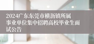 2024广东东莞市横沥镇所属事业单位集中招聘高校毕业生面试公告