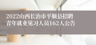 2022山西长治市平顺县招聘青年就业见习人员162人公告