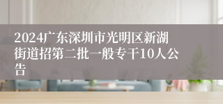 2024广东深圳市光明区新湖街道招第二批一般专干10人公告