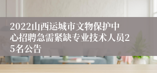 2022山西运城市文物保护中心招聘急需紧缺专业技术人员25名公告