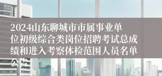 2024山东聊城市市属事业单位初级综合类岗位招聘考试总成绩和进入考察体检范围人员名单公告