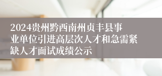 2024贵州黔西南州贞丰县事业单位引进高层次人才和急需紧缺人才面试成绩公示