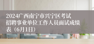 2024广西南宁市兴宁区考试招聘事业单位工作人员面试成绩表（6月1日）