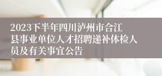 2023下半年四川泸州市合江县事业单位人才招聘递补体检人员及有关事宜公告