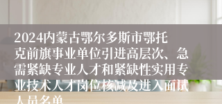 2024内蒙古鄂尔多斯市鄂托克前旗事业单位引进高层次、急需紧缺专业人才和紧缺性实用专业技术人才岗位核减及进入面试人员名单