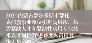 2024内蒙古鄂尔多斯市鄂托克前旗事业单位引进高层次、急需紧缺人才和紧缺性实用专业技术人才岗位20递补进入资格复审人员名单