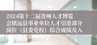 2024第十二届贵州人才博览会镇远县事业单位人才引进部分岗位（县委党校）综合成绩及入围体检人员公告