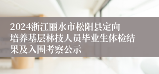 2024浙江丽水市松阳县定向培养基层林技人员毕业生体检结果及入围考察公示