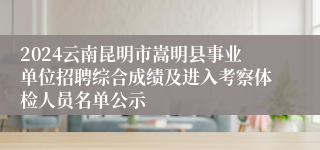 2024云南昆明市嵩明县事业单位招聘综合成绩及进入考察体检人员名单公示