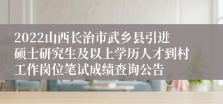 2022山西长治市武乡县引进硕士研究生及以上学历人才到村工作岗位笔试成绩查询公告