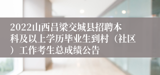 2022山西吕梁交城县招聘本科及以上学历毕业生到村（社区）工作考生总成绩公告